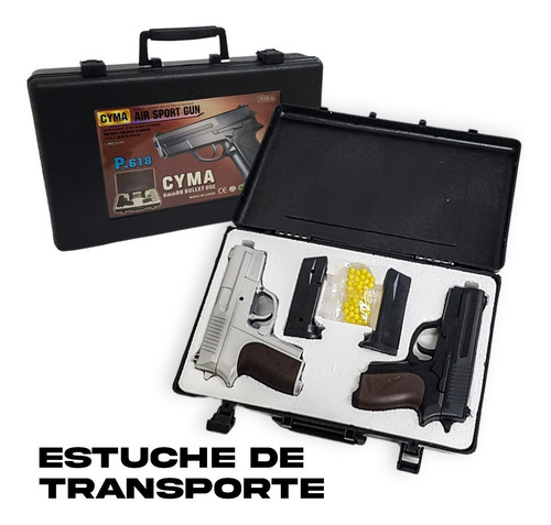 Imagen 3 de 9 de Pistola Airsoft P618 Combo X2 Compact Replica Spring 6 Mm Ct