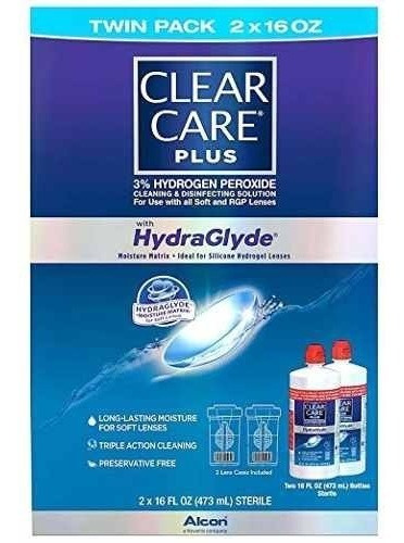Clear Care Plus 2x 16 Oz Pack Hydraglyde Limpieza Y Desinfecta