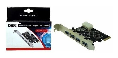 Placa Pci-e Usb 3.0 5gbps Com 4 Portas Dp-43