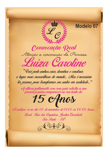 70 Convite Festa 15 Anos Realeza Menina + 210 Individuais!!!