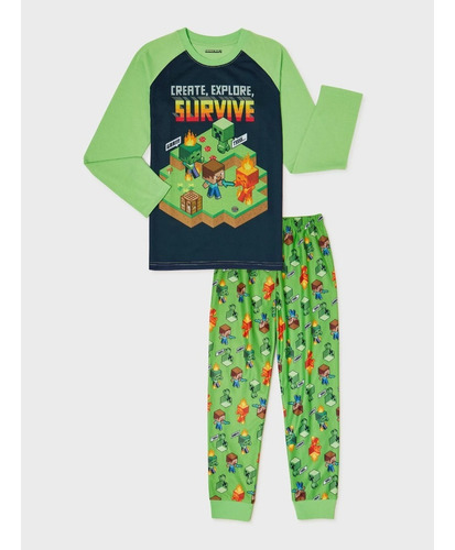 Pijama De Algodon Minecraft Niños Talla 4/5 Original