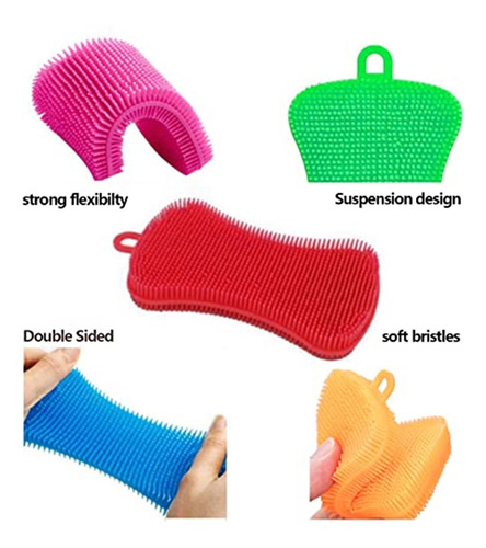 6 Esponjas Reutilizables De Silicona For Lavar Platos,