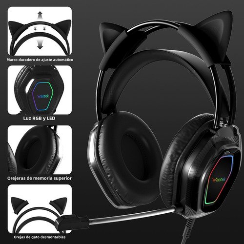 Audífonos Voistek V10 Para Juegos De 3,5 Mm Con Micrófono Color Negro