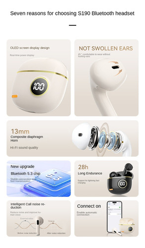 Auriculares Bluetooth Con Reducción De Ruido, Larga Duración