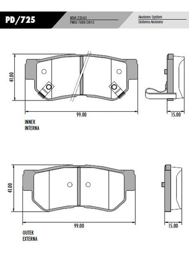 Pastilha Freio Traseira Tucson Sonata Elantra Frasle Pd725