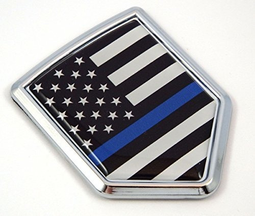 Policia Ee. Uu Delgada Linea Azul Bandera Emblema De Cromo C