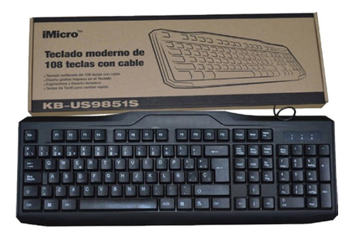 Teclado Usb Imicro Kb-us9851s 108 Teclas Español P Color del teclado Negro