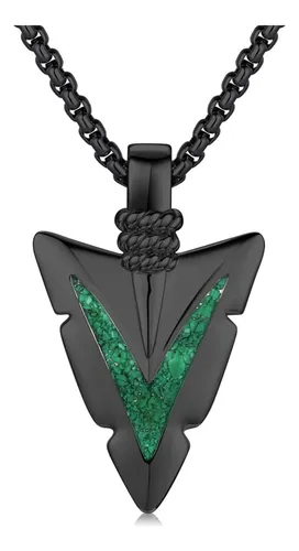 Yymqmq Collar Con Punta De Flecha De Malaquita Negra Para Y