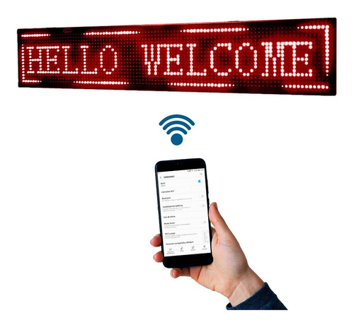 Imagen 1 de 10 de Cartel Led Programable Movimiento Dinamico Rojo Wifi