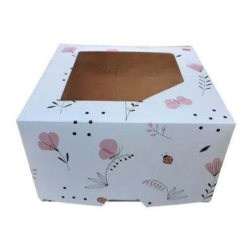 10 Cajas 25x25x15 Estampadas Para Pasteleria 