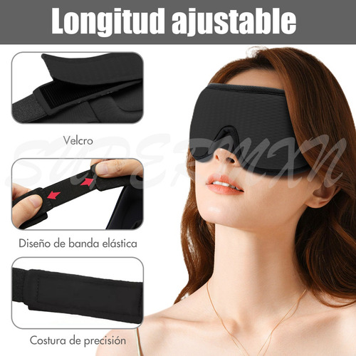 Antifaz 3d Para Dormir Adjustable Respirable 5 Tapones Oidos