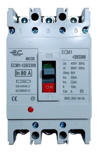 Breaker Interruptor Industrial De Caja Moldeada 80 Amperios