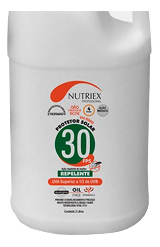 Protetor solar Nutriex Profissional FPS 30 Ação Repelente em creme 1 unidade de 2 L
