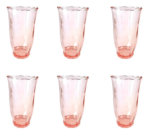 Jogo De Copos Long Drink Peach 350 Ml Rosa 6 Peças