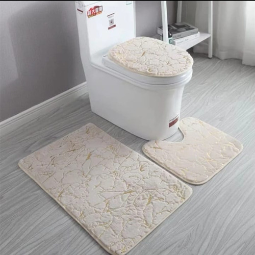 Set De Baño 3 Piezas Con Relieve Unicolor Tf.