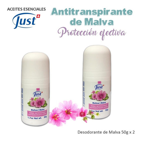 Imagen 2 de 7 de 2 Antitranspirante De Malva Con Efecto Aclarante Swiss Just