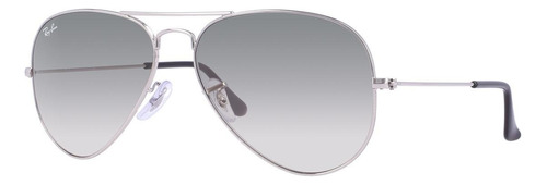 Anteojos de sol Ray-Ban Aviator Gradient Standard con marco de metal color polished silver, lente light grey de cristal degradada, varilla polished silver de metal - RB3025