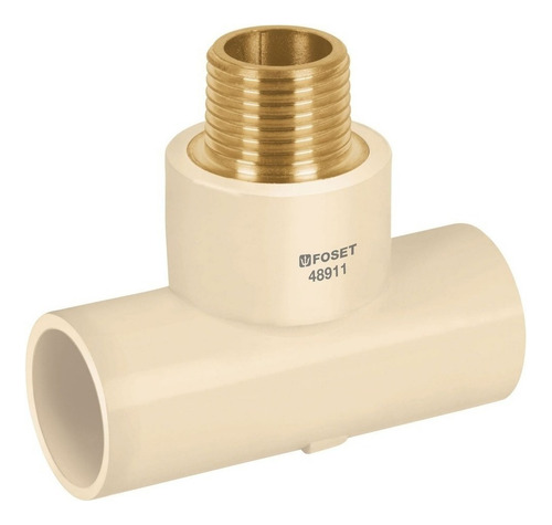 Tee Rosca Central Macho Cpvc 1/2' Inserto Latón, Foset Color Crema