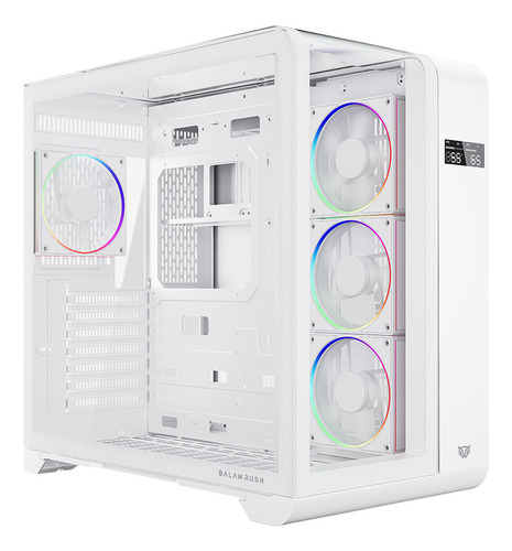 Gabinete Gamer Balam Rush Tank Expert Curve 7400 Atx Media Torre 4 Fan Cristal Templado Usb-c Argb Blanco Br-941600