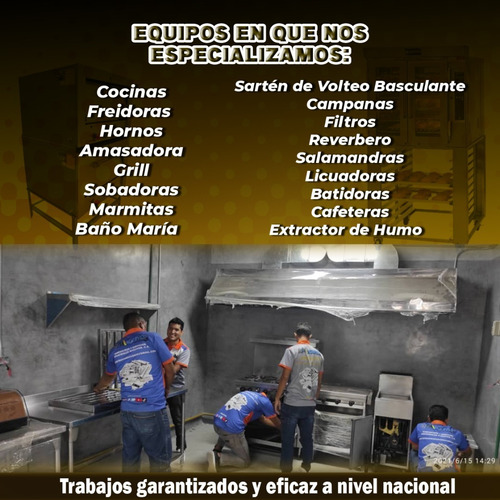 Imagen 4 de 10 de Mantenimiento Cocina Plancha Freidora Horno Marmita Volteo