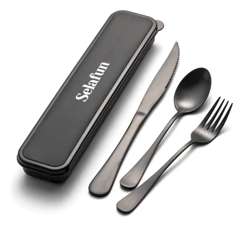 Juego De Cubiertos De Viaje Selafun Portátil De Acero Inoxid