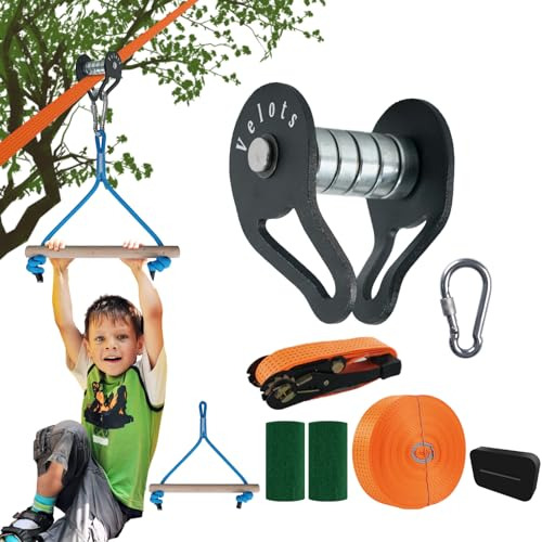 Zipline Kits For Backyards, 45ft Zip Lines Pulley Kit 2...