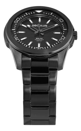 Relógio Masculino Seculus All Black Movimento Solar 10atm