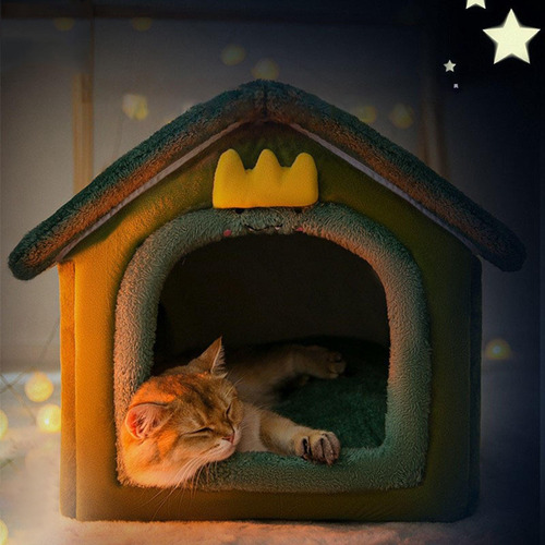 Gatos Cama Casa Para Dormir Gatos Cueva Perrera Lavable Color Verde