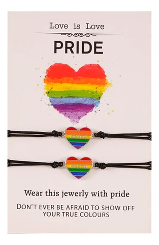 Pulsera Pride Lgtbiq+ De Corazón Con Baño Acrílico De Color