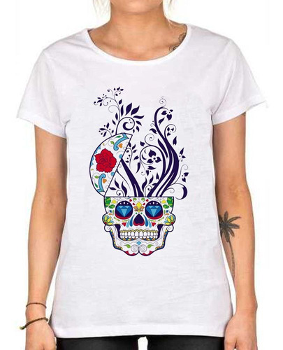 Remera De Mujer Calavera Varios Dibujos Mente Abierta