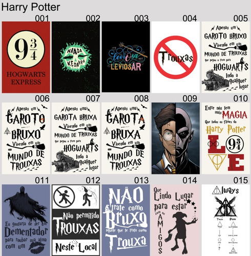Kit 10 Placas Decorativas Harry Potter Hp Bruxo