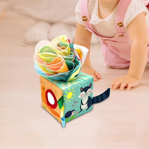 Caja De Pañuelos Para Bebé, Juguete De Tejido Arrugado,