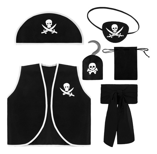 Bencailor 6 Uds. Conjunto De Disfraz De Pirata Para Niños, S