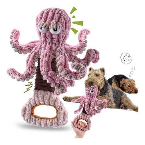 Coolmouse Octopus Squeaky Plush Dog Toy, Juguete Interactivo