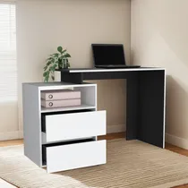 Comprar Escritorio Recto Rookie 2 Cajones - Blanco Marquez \u002F Wengue