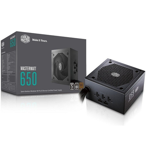 Fuente Cooler Master Masterwatt 650w 80+ Bronce Modular Color Negro