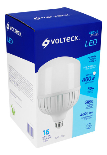 Lampara O Foco De Led Alta Potencia 50 W Luz De Dia Volteck Blanco