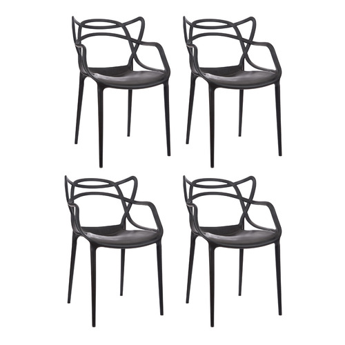 Silla de comedor Garden Life Allegra, estructura color negro, 4 unidades