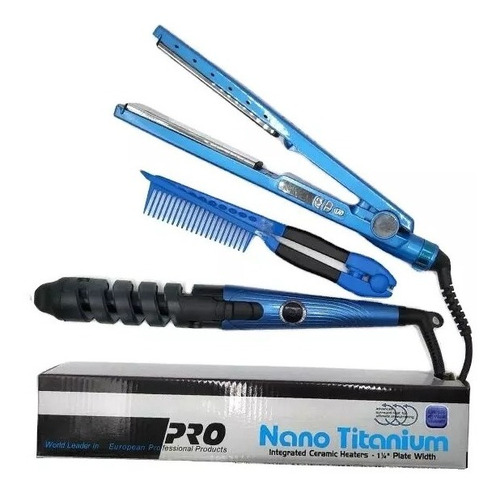 Plancha Para Cabello + Rizador + Cepillo Profesional