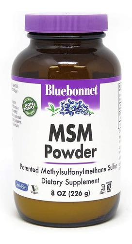 Bluebonnet Msm em pó, metilsulfonilmetano, enxofre, 226g, sabor neutro
