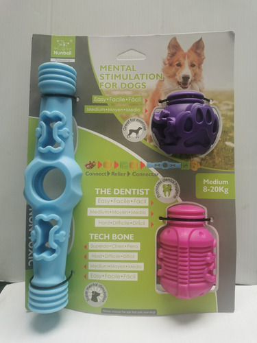 Kit De Juguetes Para Perro Rellenables Con Premios O Croketa Color Azul