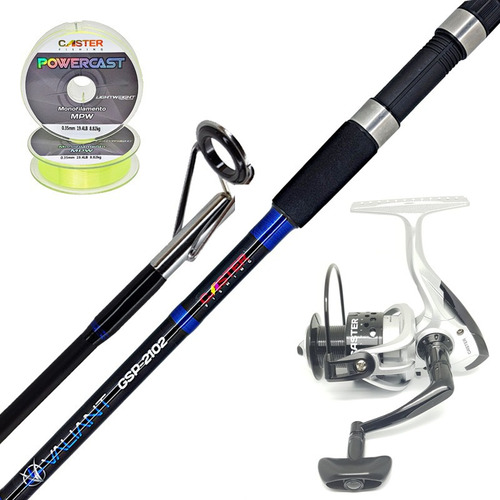 Combo Caster Reel Grande Rio Mar + Caña Pesca 2.10m + Nylon