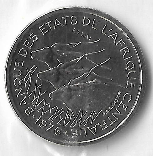 Moneda Central Africa 50 Francos 1976 D Ensayo Km#  E8 S/c