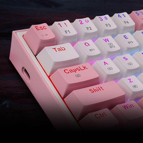 Tecl Meca Redragon Fizz Pro K616-rgb-wp Blanco/rosa Inglés Us