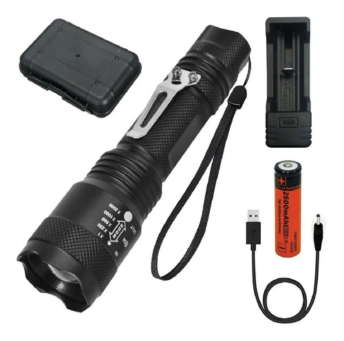 Kit Linterna Tactica Lexus 1000lumen 2000x Carga Usb Estuche