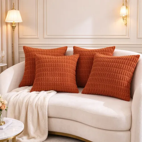 4pcs Fundas Cojines Almohada Otoño Decoración Pana Suave