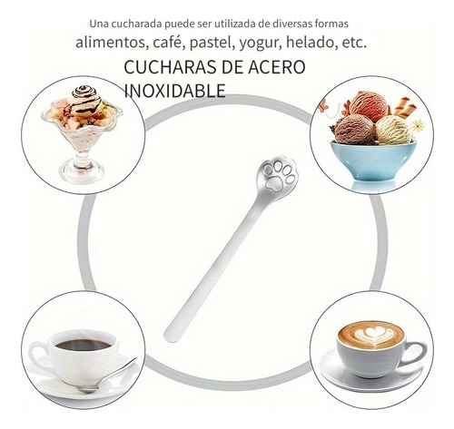 4pcs Cuchara De Pata De Gato De Acero Inoxidable