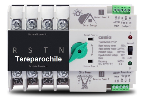 Ats Transferencia Automática 125a Trifásico Riel Din Solar