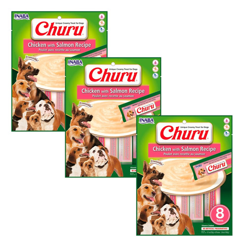 Churu Perro Pollo Con Salmón - Pack De 3 - Snack Premio