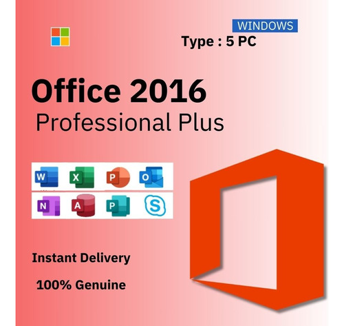 Equipa Tu Equipo Con Office Pro Plus 2016 (5 Pcs)